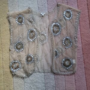 Vintage Anthropologie Beaded Mesh Vest